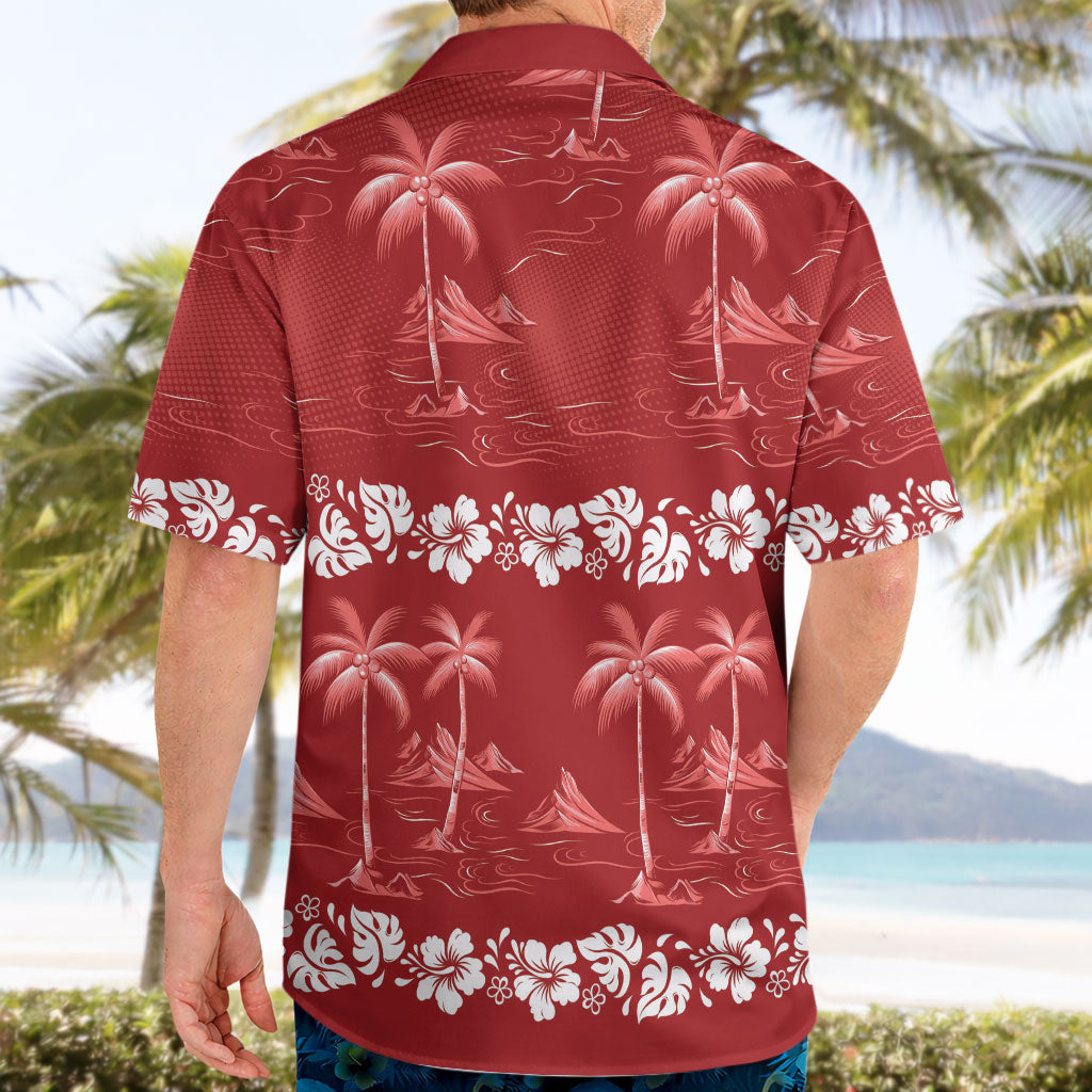 Red Hawaii Palm Tree Hibiscus Hawaiian Shirt Fantasy Summer Vibe