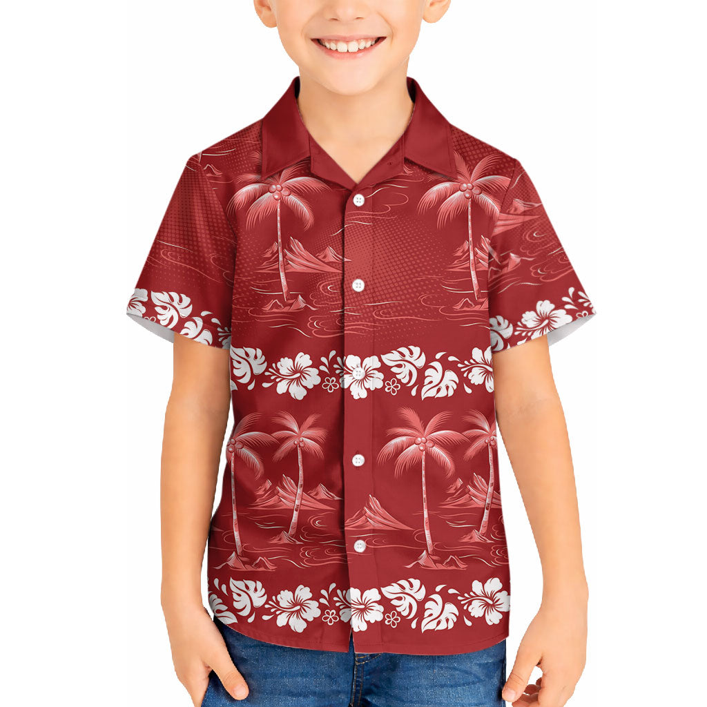 Red Hawaii Palm Tree Hibiscus Hawaiian Shirt Fantasy Summer Vibe
