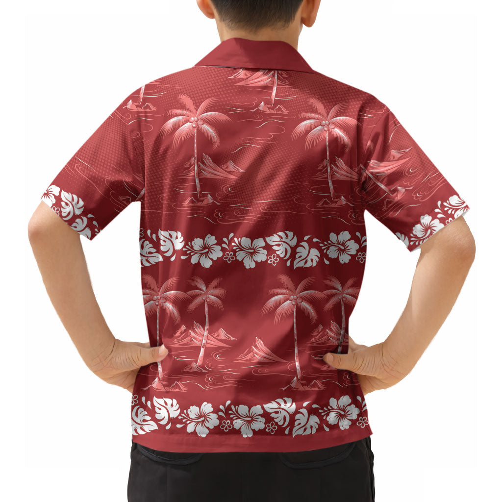 Red Hawaii Palm Tree Hibiscus Hawaiian Shirt Fantasy Summer Vibe
