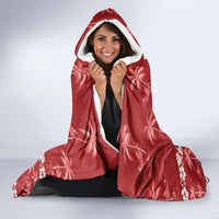 Red Hawaii Palm Tree Hibiscus Hooded Blanket Fantasy Summer Vibe