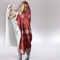 Red Hawaii Palm Tree Hibiscus Hooded Blanket Fantasy Summer Vibe