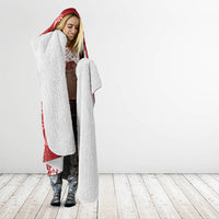 Red Hawaii Palm Tree Hibiscus Hooded Blanket Fantasy Summer Vibe