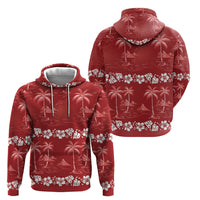 Red Hawaii Palm Tree Hibiscus Hoodie Fantasy Summer Vibe