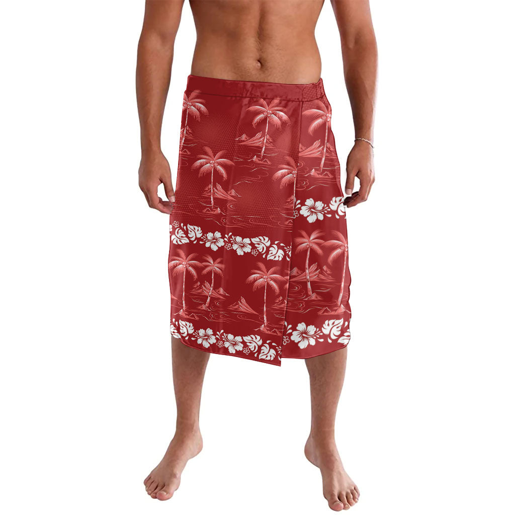 Red Hawaii Palm Tree Hibiscus Lavalava Fantasy Summer Vibe