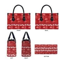Red Hawaii Palm Tree Hibiscus Leather Bag Fantasy Summer Vibe