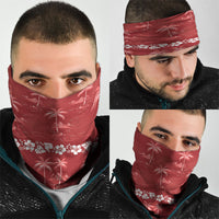 Red Hawaii Palm Tree Hibiscus Neck Gaiter Fantasy Summer Vibe
