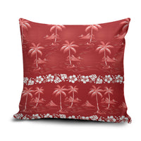 Red Hawaii Palm Tree Hibiscus Pillow Cover Fantasy Summer Vibe
