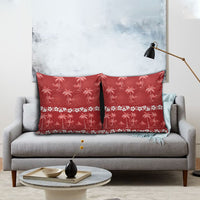 Red Hawaii Palm Tree Hibiscus Pillow Cover Fantasy Summer Vibe