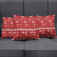 Red Hawaii Palm Tree Hibiscus Pillow Cover Fantasy Summer Vibe