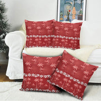 Red Hawaii Palm Tree Hibiscus Pillow Cover Fantasy Summer Vibe
