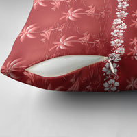 Red Hawaii Palm Tree Hibiscus Pillow Cover Fantasy Summer Vibe