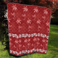 Red Hawaii Palm Tree Hibiscus Quilt Fantasy Summer Vibe