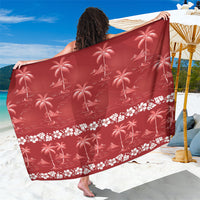 Red Hawaii Palm Tree Hibiscus Sarong Fantasy Summer Vibe