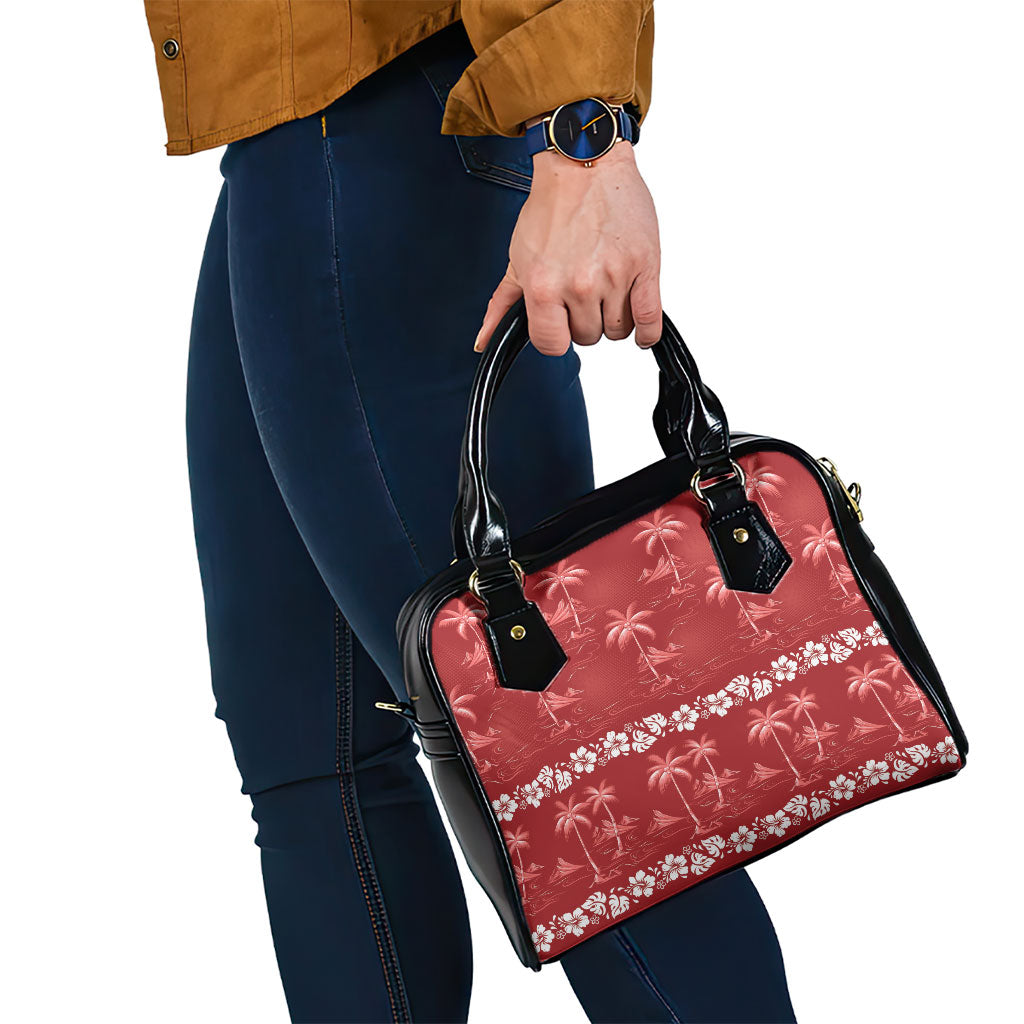 Red Hawaii Palm Tree Hibiscus Shoulder Handbag Fantasy Summer Vibe