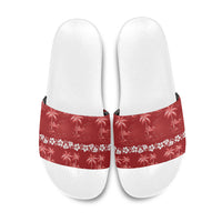 Red Hawaii Palm Tree Hibiscus Slide Sandals Fantasy Summer Vibe
