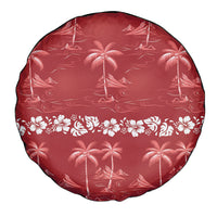 Red Hawaii Palm Tree Hibiscus Spare Tire Cover Fantasy Summer Vibe