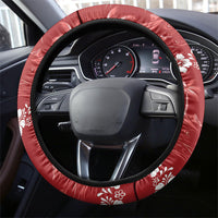 Red Hawaii Palm Tree Hibiscus Steering Wheel Cover Fantasy Summer Vibe