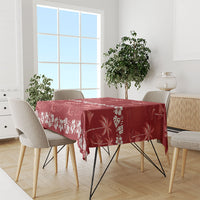Red Hawaii Palm Tree Hibiscus Tablecloth Fantasy Summer Vibe
