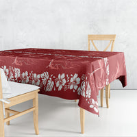 Red Hawaii Palm Tree Hibiscus Tablecloth Fantasy Summer Vibe