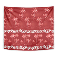 Red Hawaii Palm Tree Hibiscus Tapestry Fantasy Summer Vibe