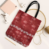 Red Hawaii Palm Tree Hibiscus Tote Bag Fantasy Summer Vibe