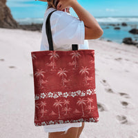 Red Hawaii Palm Tree Hibiscus Tote Bag Fantasy Summer Vibe