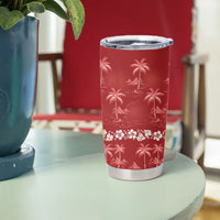 Red Hawaii Palm Tree Hibiscus Tumbler Cup Fantasy Summer Vibe