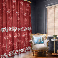 Red Hawaii Palm Tree Hibiscus Window Curtain Fantasy Summer Vibe