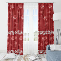 Red Hawaii Palm Tree Hibiscus Window Curtain Fantasy Summer Vibe