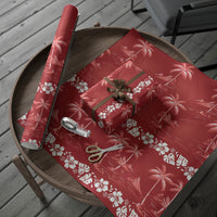 Red Hawaii Palm Tree Hibiscus Wrapping Paper Fantasy Summer Vibe