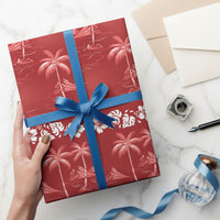 Red Hawaii Palm Tree Hibiscus Wrapping Paper Fantasy Summer Vibe