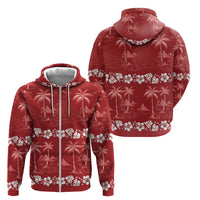 Red Hawaii Palm Tree Hibiscus Zip Hoodie Fantasy Summer Vibe