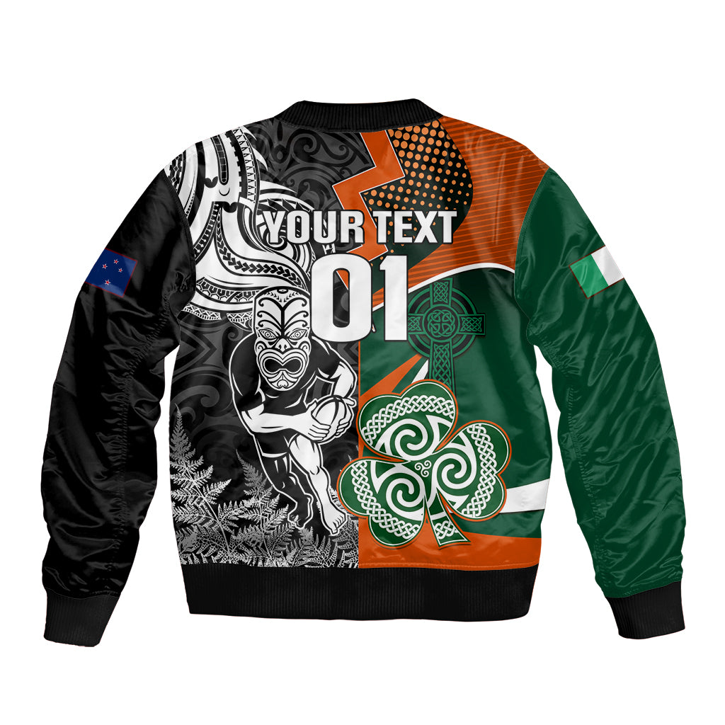 New Zealand and Ireland Rugby Bomber Jacket Silver Fern With Shamrock 2023 World Cup LT01 - Polynesian Pride