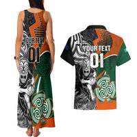 New Zealand and Ireland Rugby Couples Matching Tank Maxi Dress and Hawaiian Shirt Silver Fern With Shamrock 2023 World Cup LT01 - Polynesian Pride