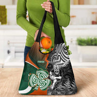 New Zealand and Ireland Rugby Grocery Bag Silver Fern With Shamrock 2023 World Cup