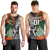 New Zealand and Ireland Rugby Men Tank Top Silver Fern With Shamrock 2023 World Cup LT01 - Polynesian Pride