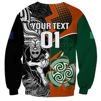 New Zealand and Ireland Rugby Sweatshirt Silver Fern With Shamrock 2023 World Cup LT01 - Polynesian Pride