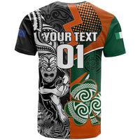 New Zealand and Ireland Rugby T Shirt Silver Fern With Shamrock 2023 World Cup LT01 - Polynesian Pride