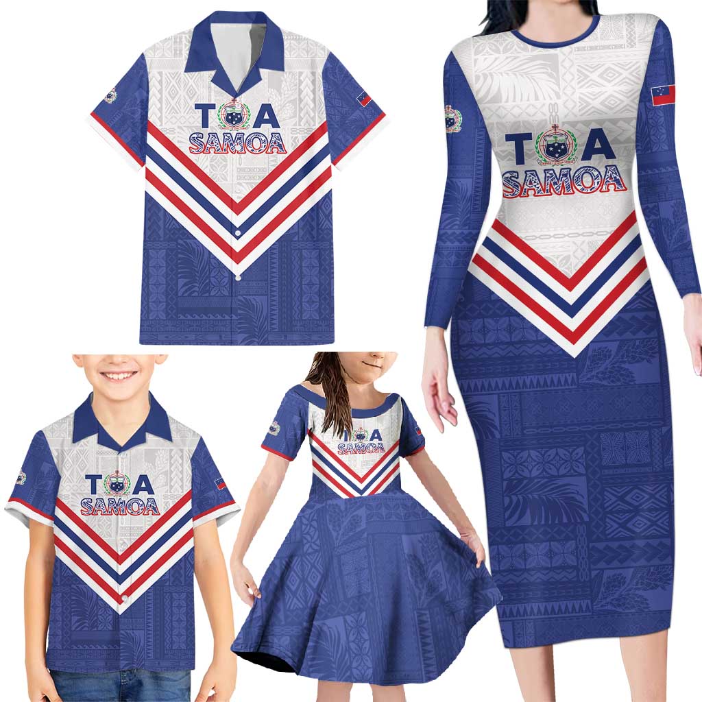 Custom Toa Samoa Rugby Family Matching Long Sleeve Bodycon Dress and Hawaiian Shirt 1992-1993 Special Edition - Polynesian Pride