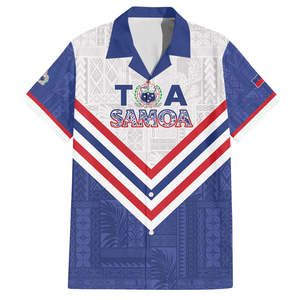 Custom Toa Samoa Rugby Family Matching Summer Maxi Dress and Hawaiian Shirt 1992-1993 Special Edition LT01 Dad's Shirt - Short Sleeve Blue - Polynesian Pride