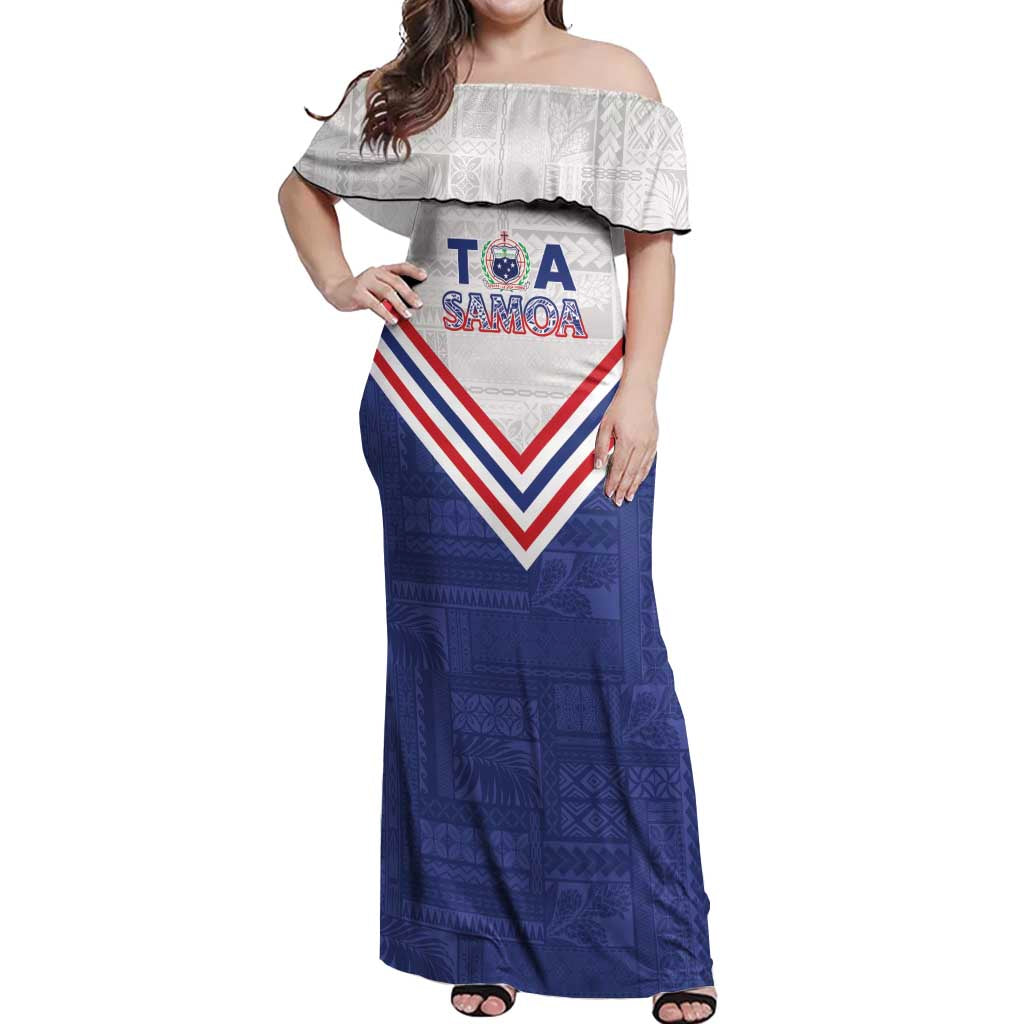 Custom Toa Samoa Rugby Off Shoulder Maxi Dress 1992-1993 Special Edition - Polynesian Pride