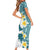 Maori Manta Ray Plumeria Teal Short Sleeve Bodycon Dress