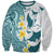 Maori Manta Ray Plumeria Teal Sweatshirt