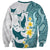 Maori Manta Ray Plumeria Teal Sweatshirt