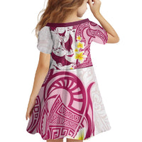 Maori Manta Ray Plumeria Royal Pink Family Matching Mermaid Dress and Hawaiian Shirt LT01 - Polynesian Pride