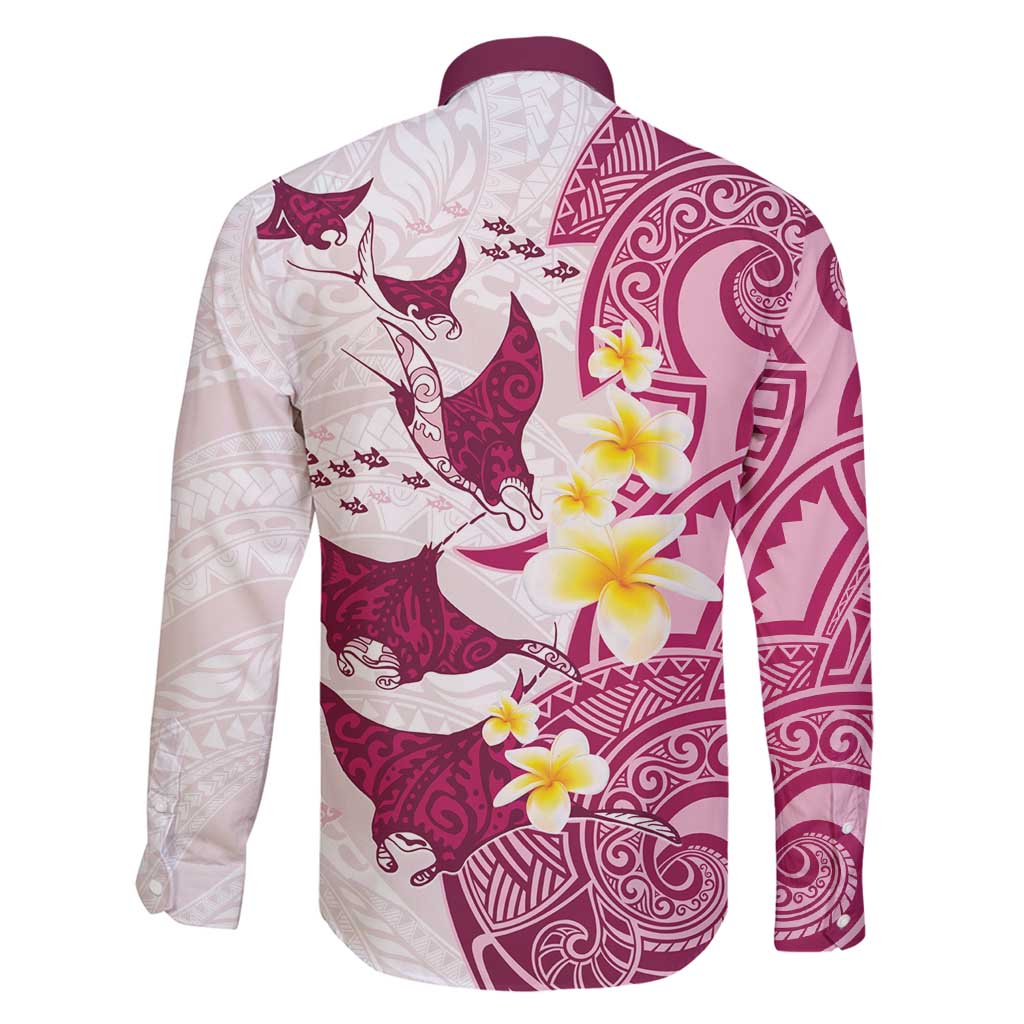 Maori Manta Ray Plumeria Royal Pink Family Matching Tank Maxi Dress and Hawaiian Shirt LT01 - Polynesian Pride