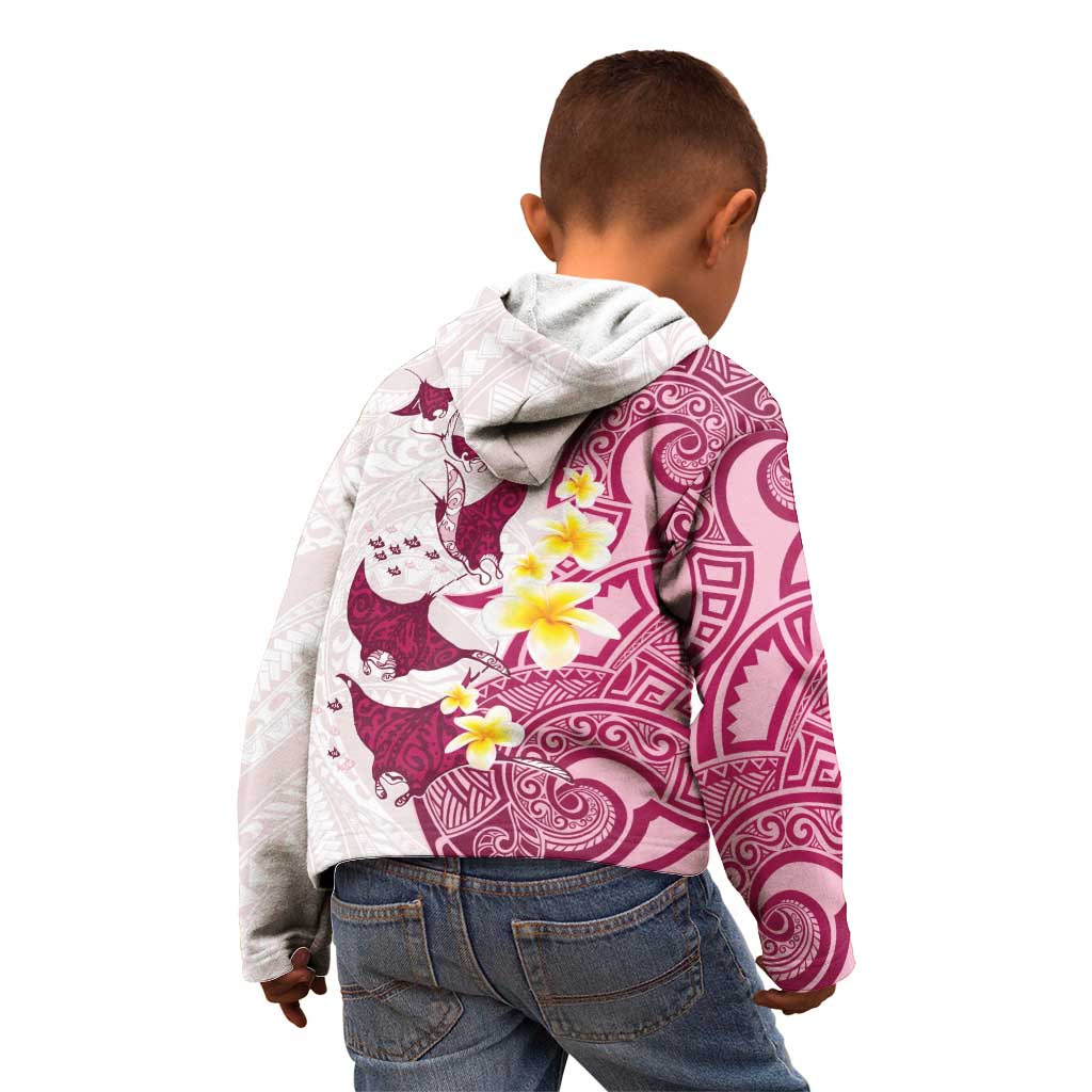 Maori Manta Ray Plumeria Royal Pink Kid Hoodie