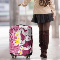 Maori Manta Ray Plumeria Royal Pink Luggage Cover