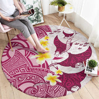 Maori Manta Ray Plumeria Royal Pink Round Carpet LT01 - Polynesian Pride