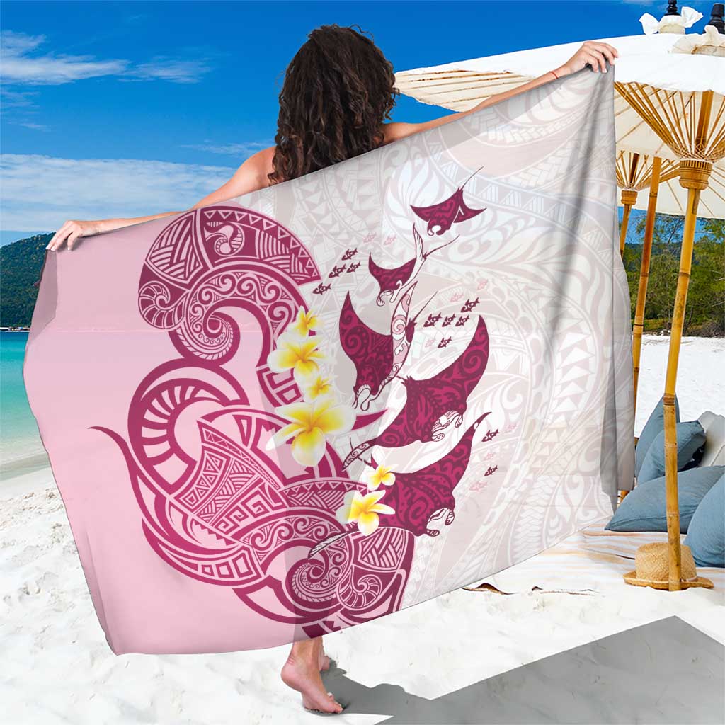 Maori Manta Ray Plumeria Royal Pink Sarong